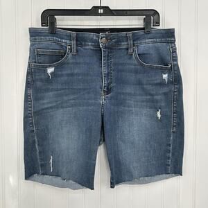Lularoe Shorts Womens 32 US 14 Skinny Bermuda Cut Off Blue Denim Tummy Panel